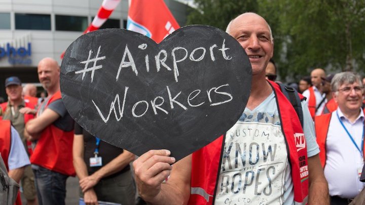 Trabajadores aeroportuarios unidos para lograr un cambio